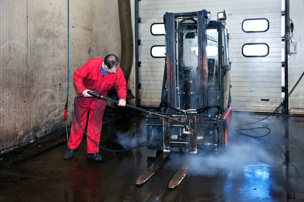 Forklift cleaning